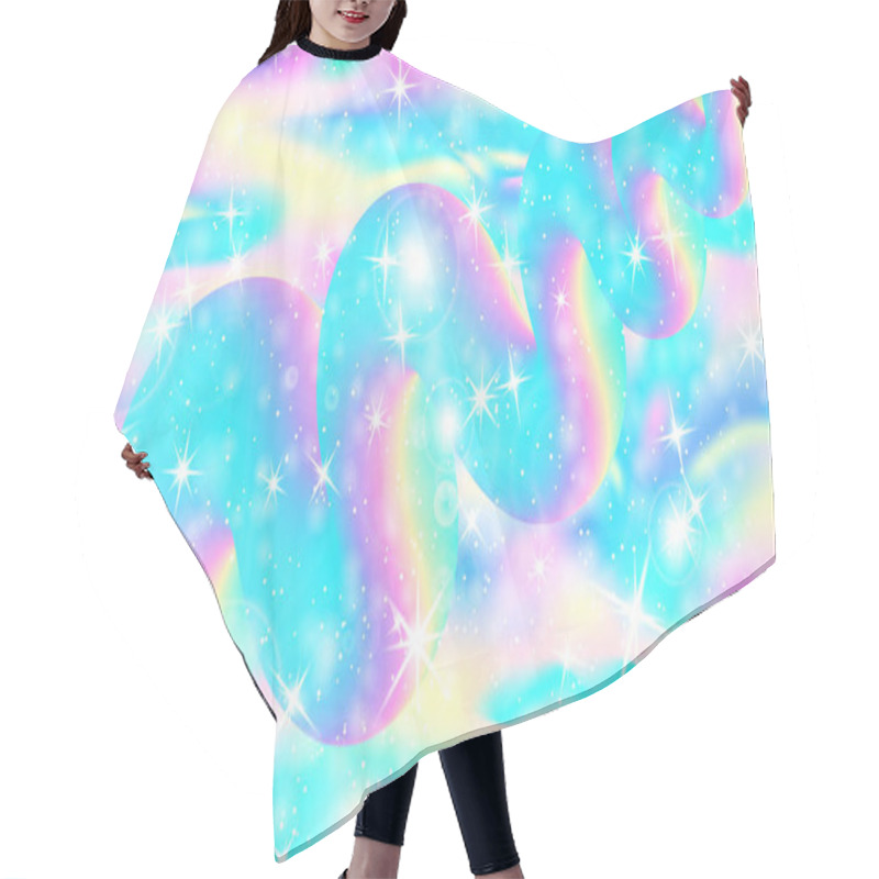 Personality  Unicorn. Fairy Background. Mermaid Rainbow. Vector Hair Cutting Cape