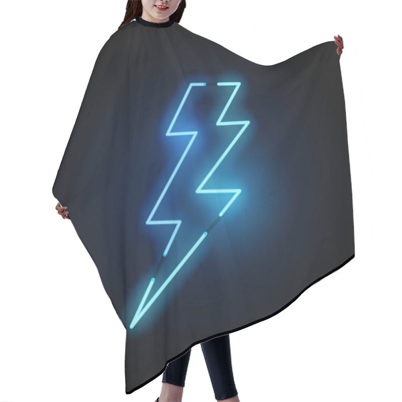 Personality  Blue Lightning Bolt Neon Light Hair Cutting Cape