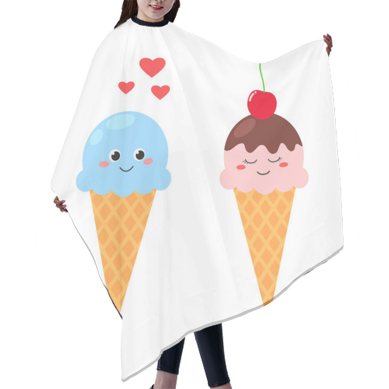 Personality  Cute Cartoon Ice Cream In Love Hair Cutting Cape