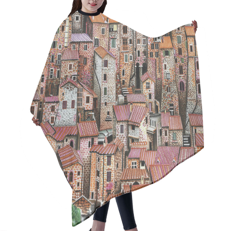 Personality  Aerial View Of The Old Town In Italy Hair Cutting Cape