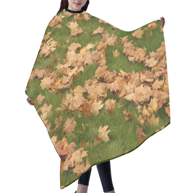 Personality  Yellow Leaves On Green Lawn Hair Cutting Cape