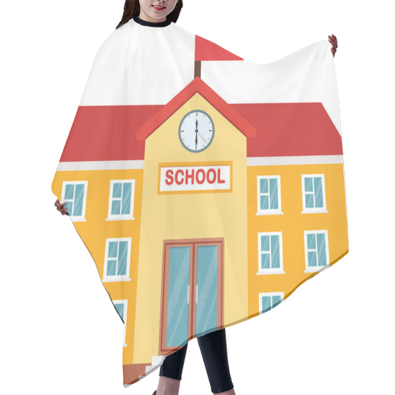 Personality  Vector Illustration Of High School Building. Vector School Building Hair Cutting Cape