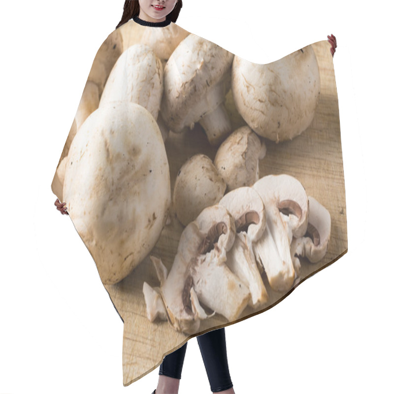 Personality  Sliced Raw Organic White Mushrooms Hair Cutting Cape