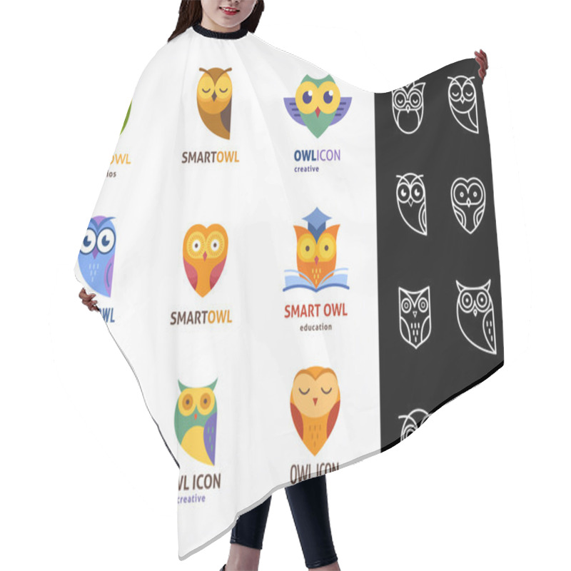 Personality  Owl Outline Icons Collection Hair Cutting Cape