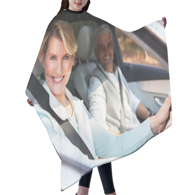 Personality  Couple Travelling In Car Hair Cutting Cape