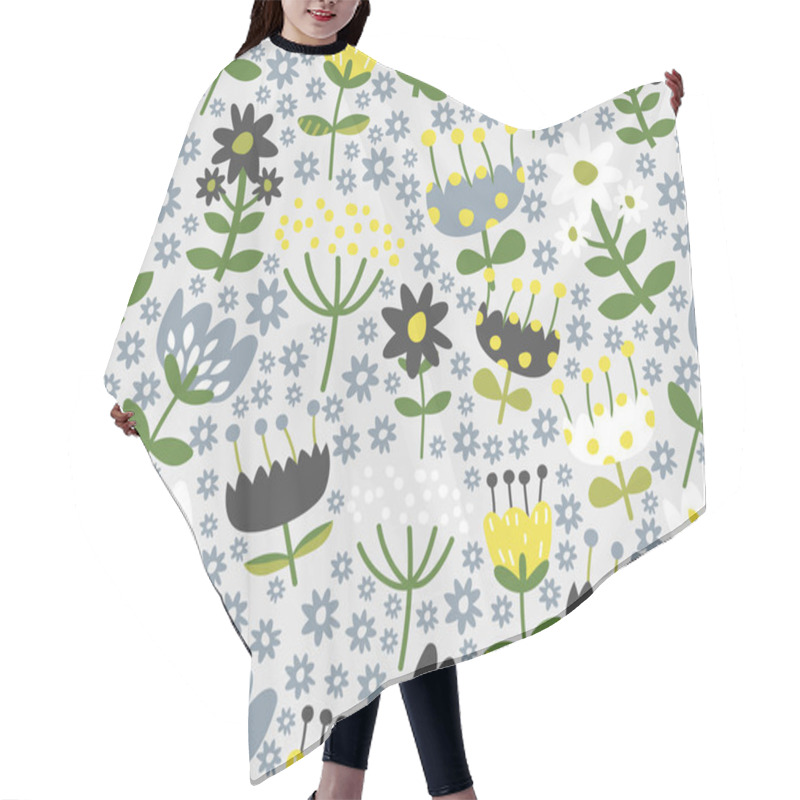 Personality  Flowers Repeat Pattern. Beautiful Retro Background. Elegant Fabric On Light Background Surface Pattern Design. Hair Cutting Cape