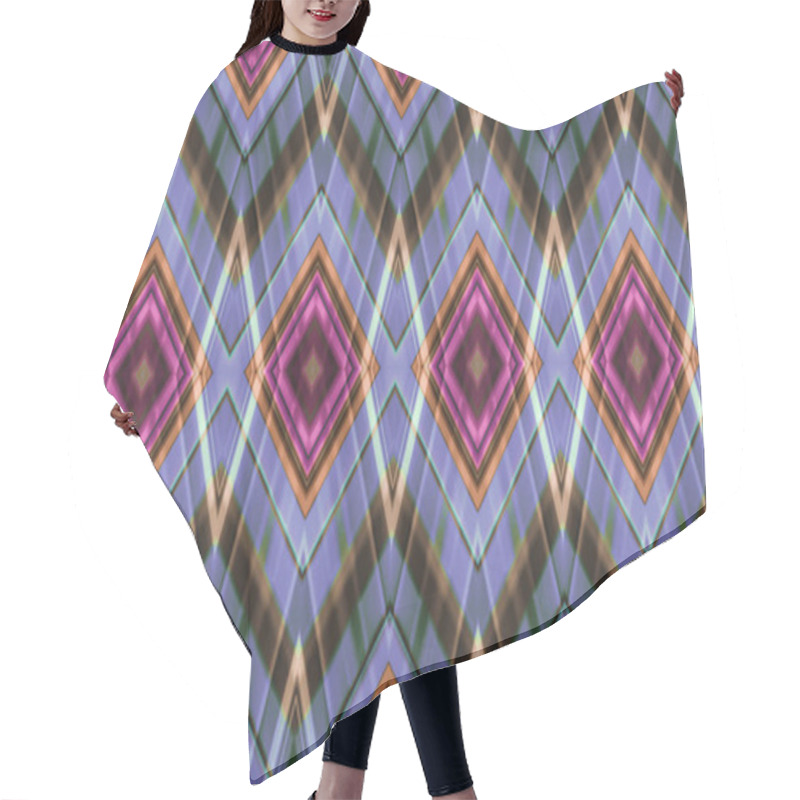 Personality  Bluish Violet Seamless Background Of Different Intersecting Rhombuses Shapes In Brown, Orange And Purple Colors Hair Cutting Cape