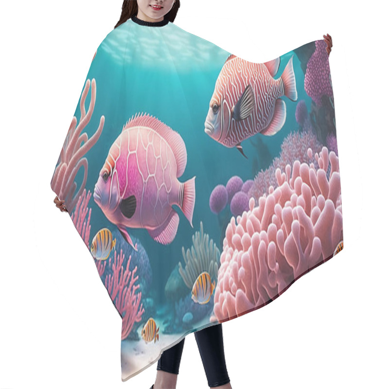 Personality  Sea Background With Tropical Fish And Coral Reefs Hair Cutting Cape