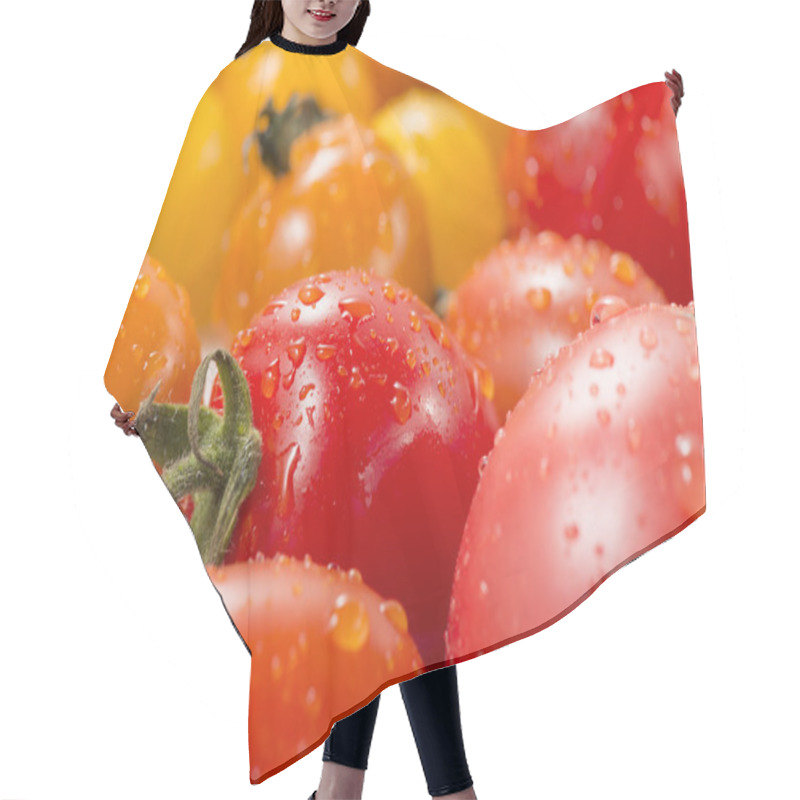 Personality  It Is A Photograph Of Fresh Tomatoes And Mini Tomatoes. Hair Cutting Cape