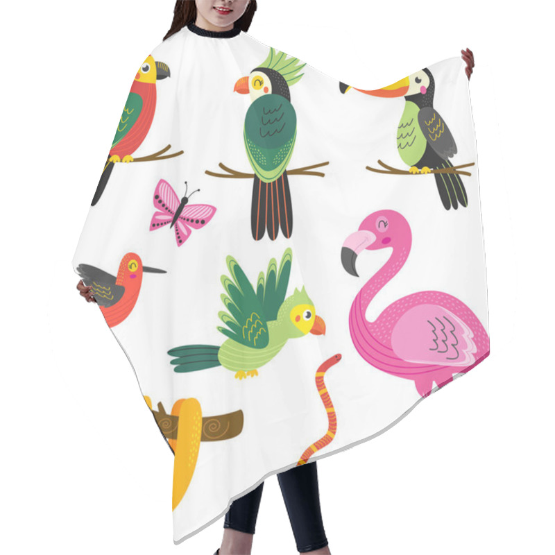 Personality  Set Of Isolated With Tropical Animals  Hair Cutting Cape