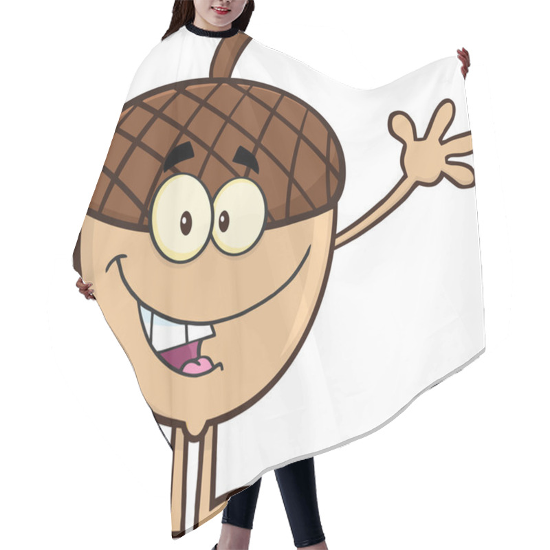 Personality  Smiling Acorn Cartoon Character Waving Hair Cutting Cape