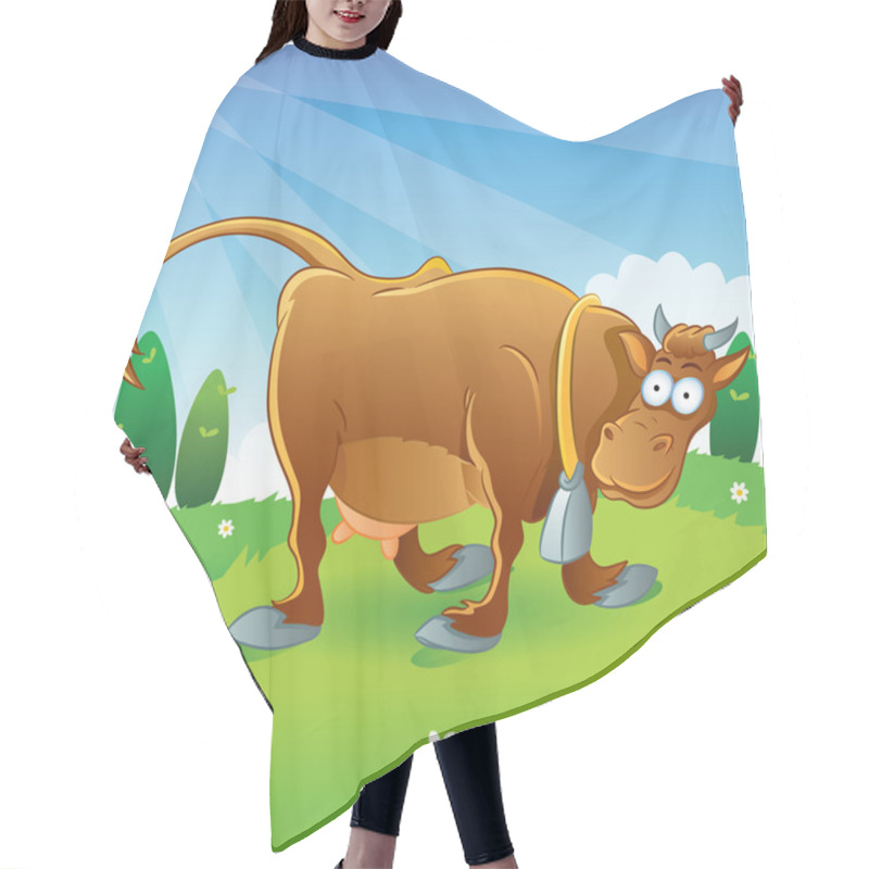 Personality  Cow Illustration Cartoon Hair Cutting Cape