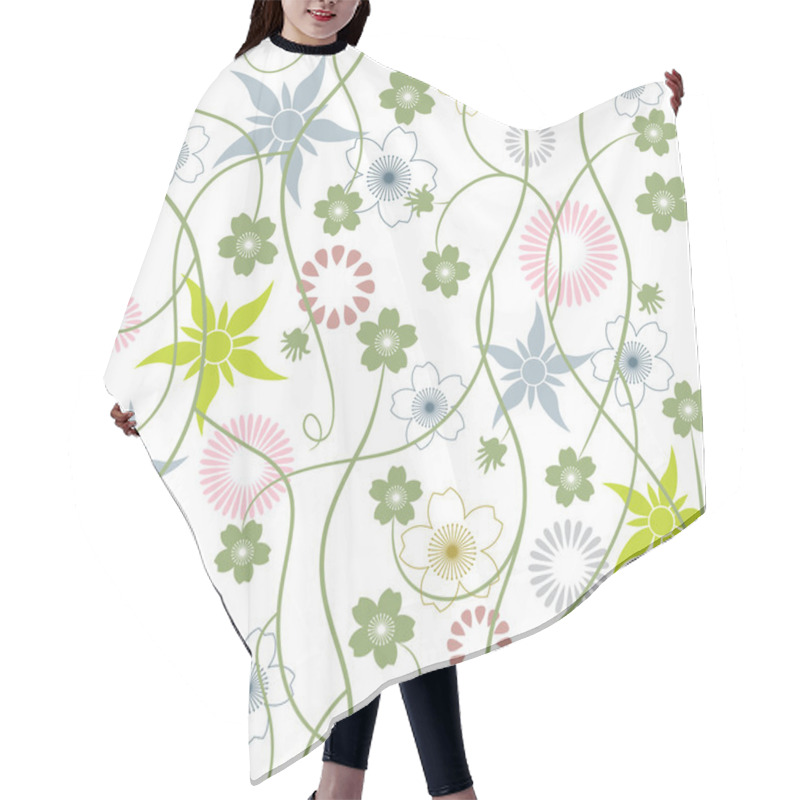 Personality  Spring Garden. Abstract Flowers - Seamless Pattern Hair Cutting Cape