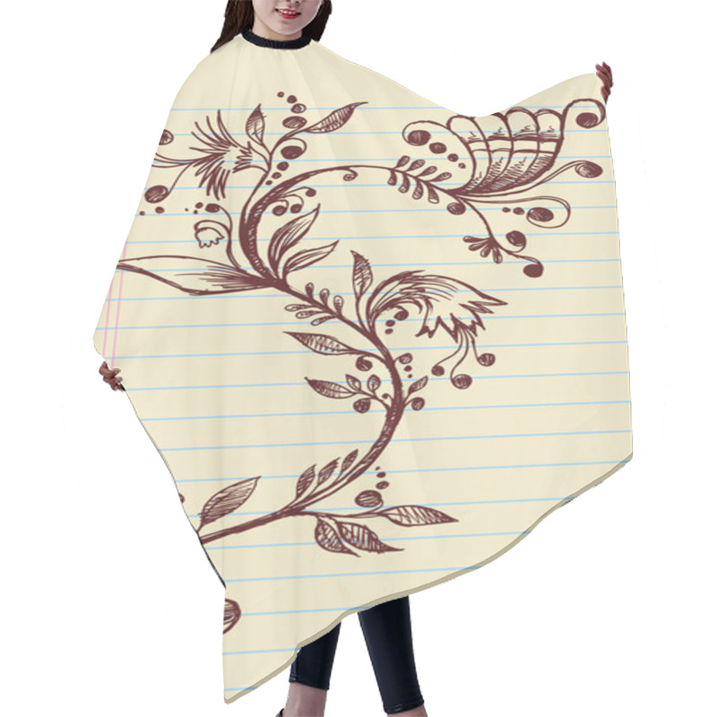 Personality  Sketchy Doodle Elegant Flowers And Vines Hand Drawn Vector Hair Cutting Cape