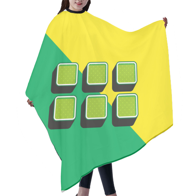 Personality  App Green And Yellow Modern 3d Vector Icon Logo Hair Cutting Cape