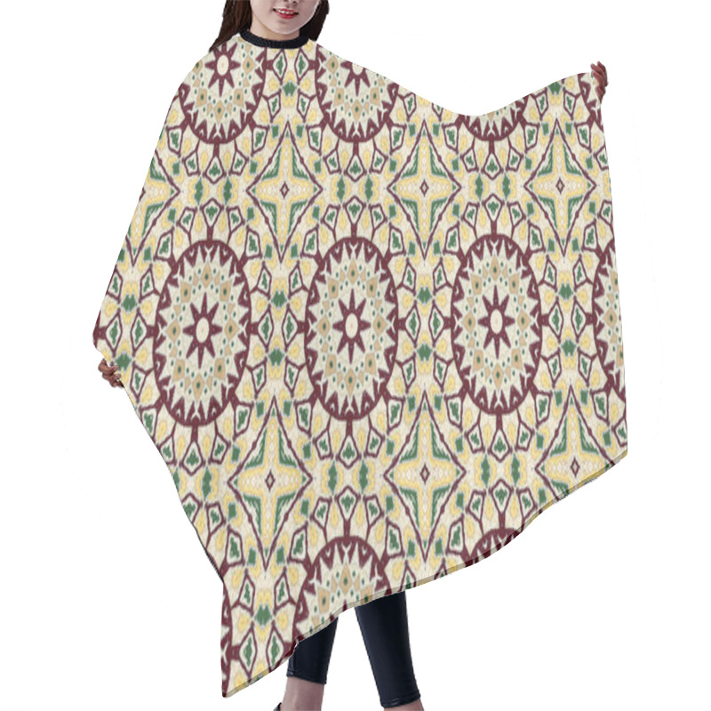 Personality  Abstract Ethnic Authentic Symmetric Pattern Ornamental Decorative Kaleidoscope Movement Geometric Circle And Star Shape Hair Cutting Cape