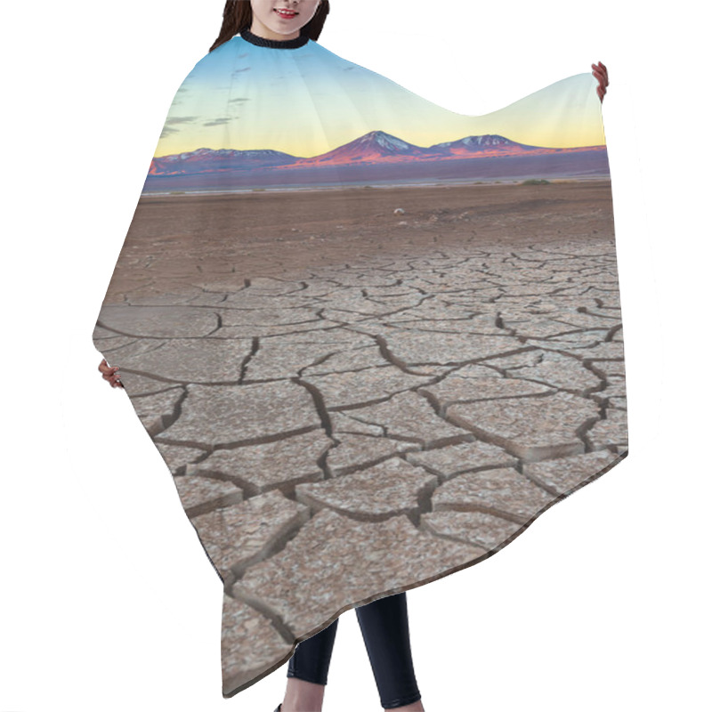 Personality  Cracked Earth And Licancabur Volcano At The Atacama Desert. Hair Cutting Cape