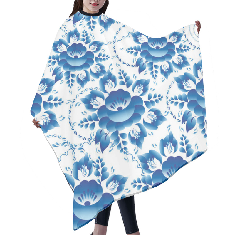 Personality  Blue Flowers Pattern Hair Cutting Cape