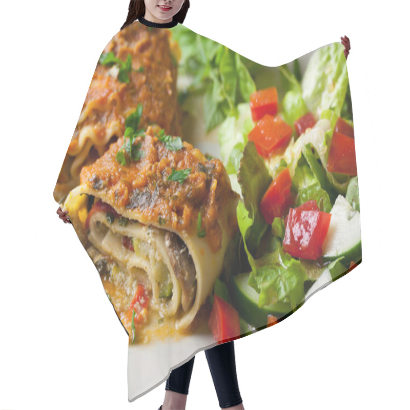 Personality  Vegan Lasagna Rolls Hair Cutting Cape