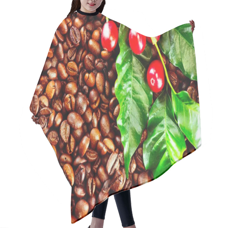 Personality  Close View Of Coffee Beans And Coffee Plant Hair Cutting Cape