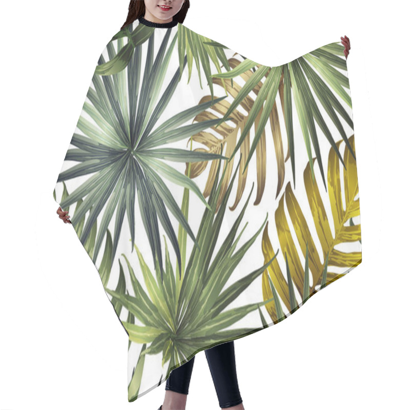 Personality  Green Red Exotic Pattern. Monstera And Hibiscus Flowers Tropical Bouquet.  Saturated Large Floral Swimwear Print. Horizontal Romantic Wild Vector Exotic Tile. Hypernatural Botanic Design. Hair Cutting Cape