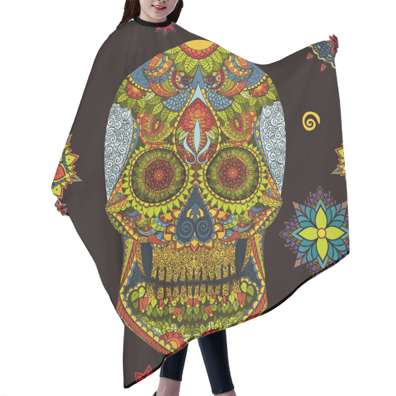 Personality  Hand Drawn Human Skull Hair Cutting Cape