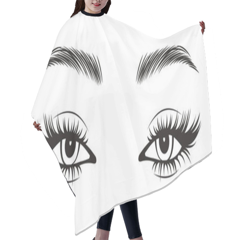 Personality  Black And White Illustration Of Female Eyes With Long Eyelashes And Eyebrows. Beauty Logo, Eyelash Salon Logo Hair Cutting Cape