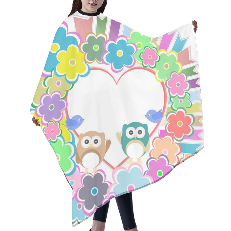 Personality  Owls, Birds Love Heart And Flowers Hair Cutting Cape