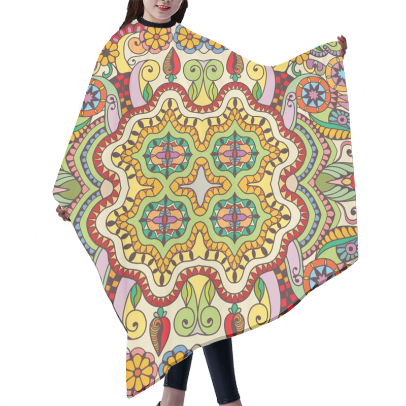 Personality  Vector Floral Geometric Seamless Pattern, Ethnic Ornament Hair Cutting Cape