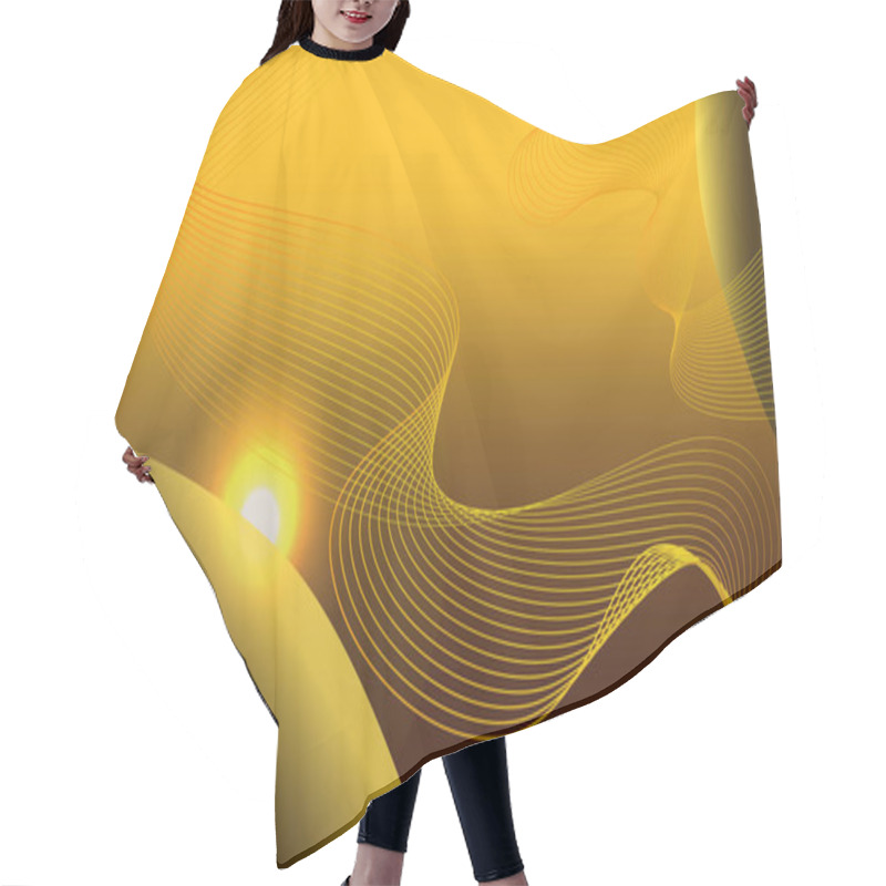 Personality  Modern Planetary Abstract Golden Background With Helix Spiral Lines And Sun. Galaxy Abstract Hair Cutting Cape