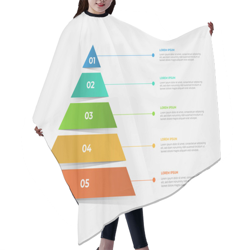 Personality  A Pyramid-shaped Modern Timeline Infographic Template Divided Into Five Parts. Vector Business Template For Presentations. Suitable For Brochures, Workflows, Annual Reports, Charts, Layouts Hair Cutting Cape