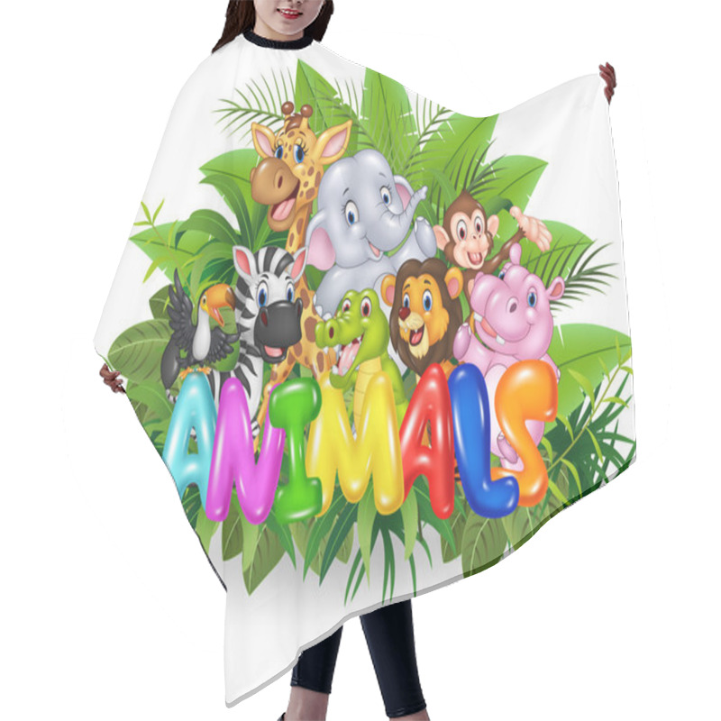 Personality  Illustration Of Word Animal With Cartoon Wild Animal Hair Cutting Cape