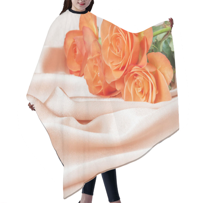 Personality  Roses On Satin Fabric Hair Cutting Cape