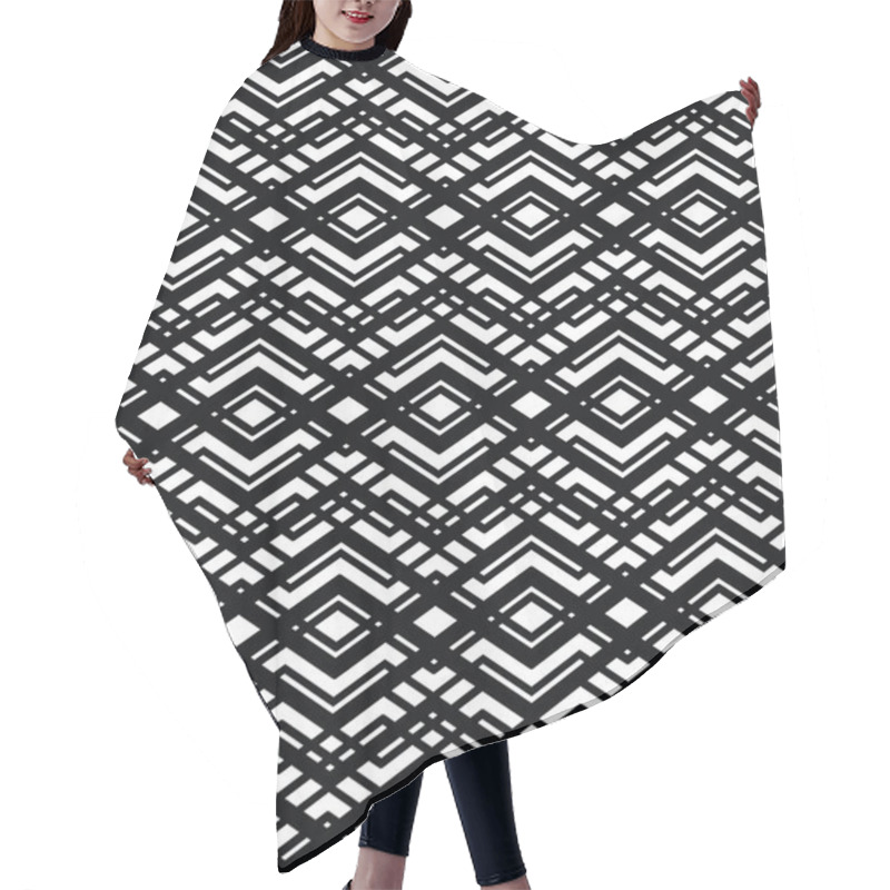 Personality  Monochrome Abstract Geometric Seamless Pattern. Hair Cutting Cape