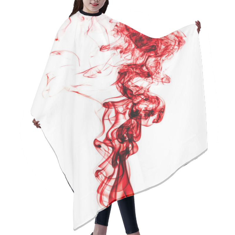 Personality  Red Smoke Abstract Background. Hair Cutting Cape