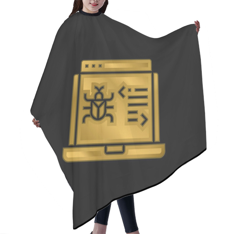 Personality  Antivirus Gold Plated Metalic Icon Or Logo Vector Hair Cutting Cape