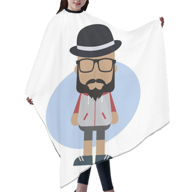 Personality  Hipster With Bowler Hat Hair Cutting Cape