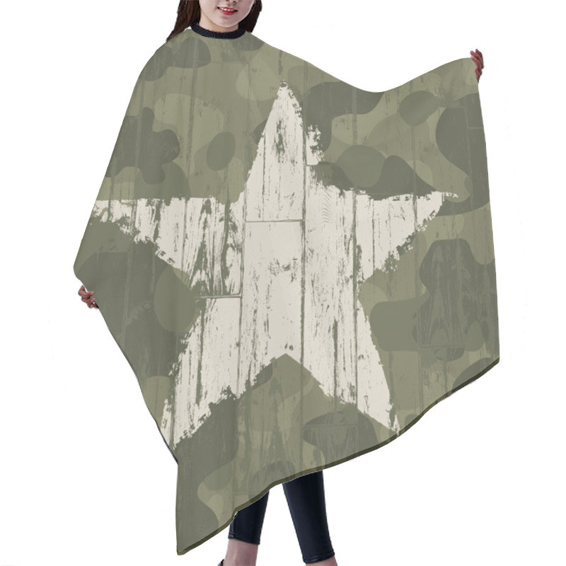 Personality  Military Camouflage Background With Star. Vector, EPS10. Hair Cutting Cape