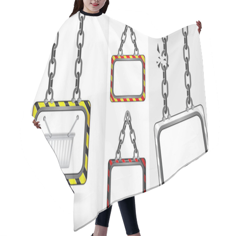 Personality  Shopping Basket On Chain Hanged Board Collection Vector Hair Cutting Cape