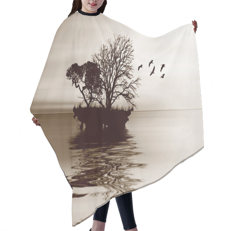 Personality  Beautiful Sepia Landscape Hair Cutting Cape