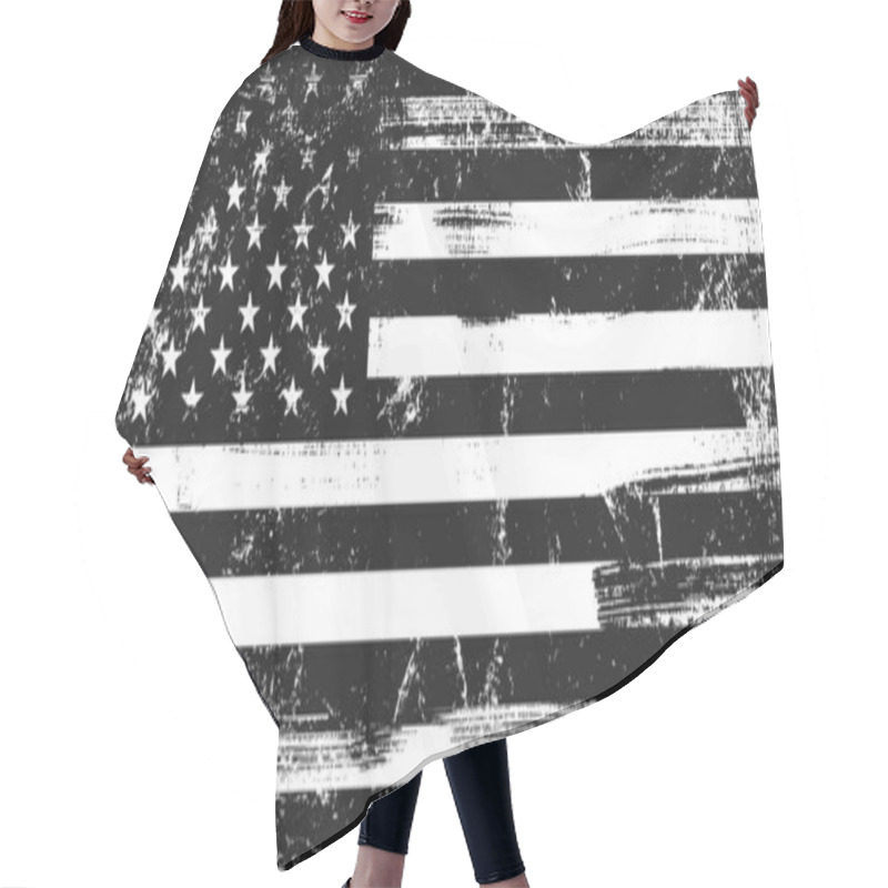 Personality  Grunge USA Flag. Original Proportions, Black And White Version. Hair Cutting Cape