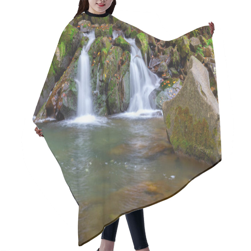 Personality  Carpathians. Skole. Waterfall On A Mountain River. Hair Cutting Cape