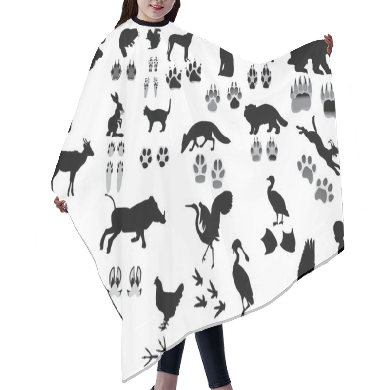 Personality  Set Of Animals And Its Tracks Hair Cutting Cape