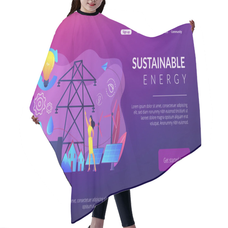 Personality  Sustainable Energy Concept Landing Page. Hair Cutting Cape