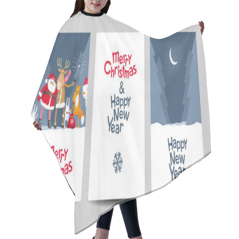 Personality  Merry Christmas Vector Lettering Design Template Hair Cutting Cape