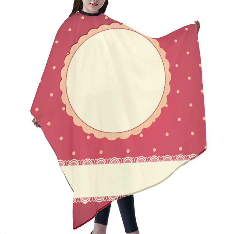 Personality  Vector Greeting Retro Background With Frame And Polka Dots Hair Cutting Cape