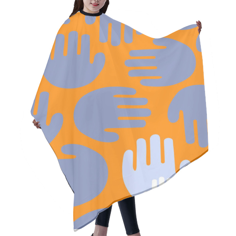 Personality  Illustration Of Abstract Purple Hand Prints On Orange, Children Protection Day Concept  Hair Cutting Cape