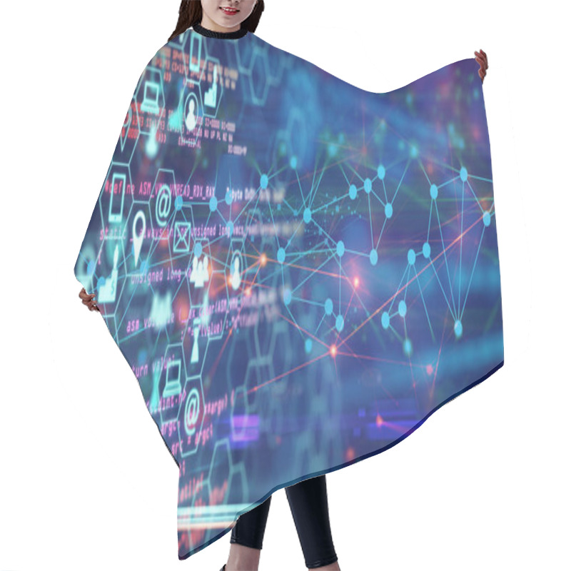 Personality  Technology Icons Transfer Data Through Programming Codes, Artificial Intelligence Concept Hair Cutting Cape