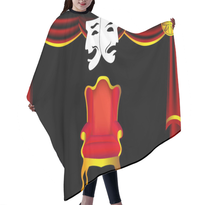 Personality  Scene Theater With Curtain By Chair And Mask Hair Cutting Cape