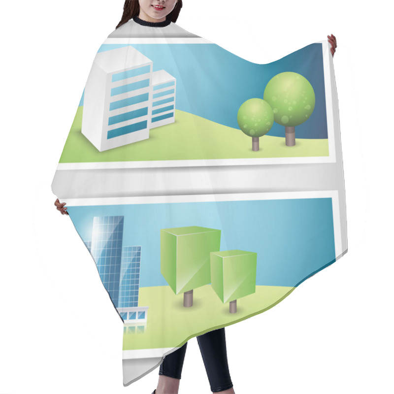 Personality  Banners On City Theme. Hair Cutting Cape